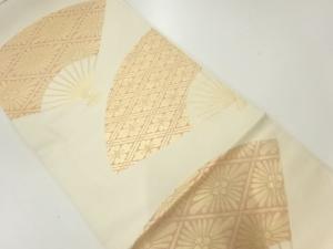 織悦製　扇に花菱模様織出し全通袋帯